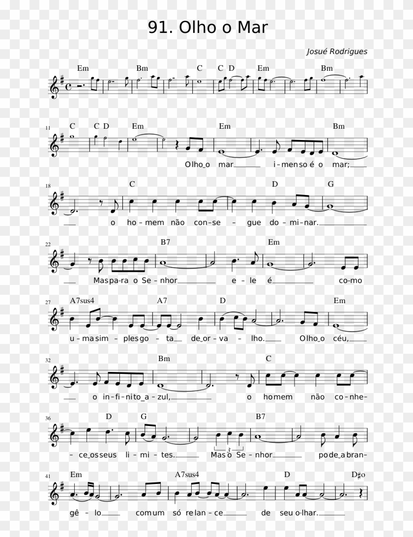 Olho O Mar Sheet Music Composed By Josué Rodrigues - Sheet Music Clipart #4276009