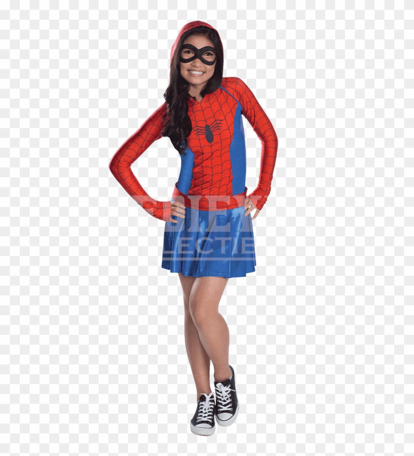 Kids Spider Hooded Dress Costume - Spider Girl Costume Clipart #4278427