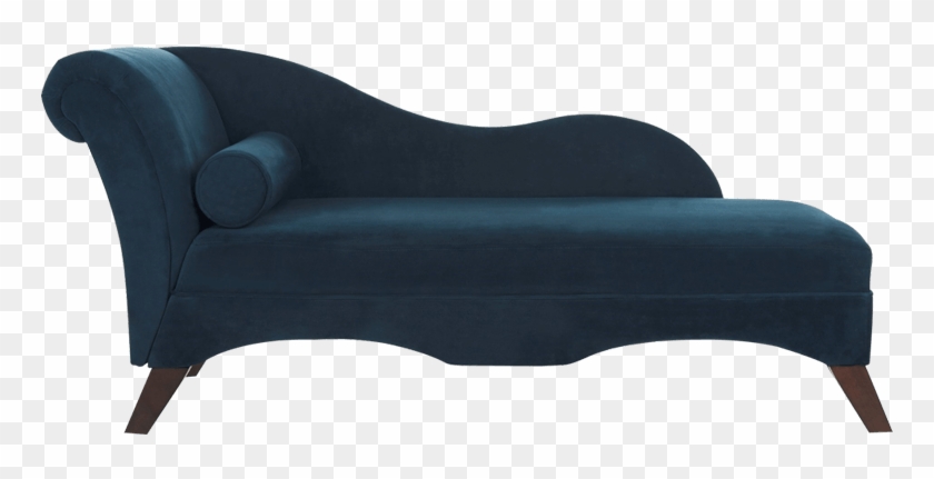 Navy Blue Chaise Lounge With Tapered Legs - Studio Couch Clipart