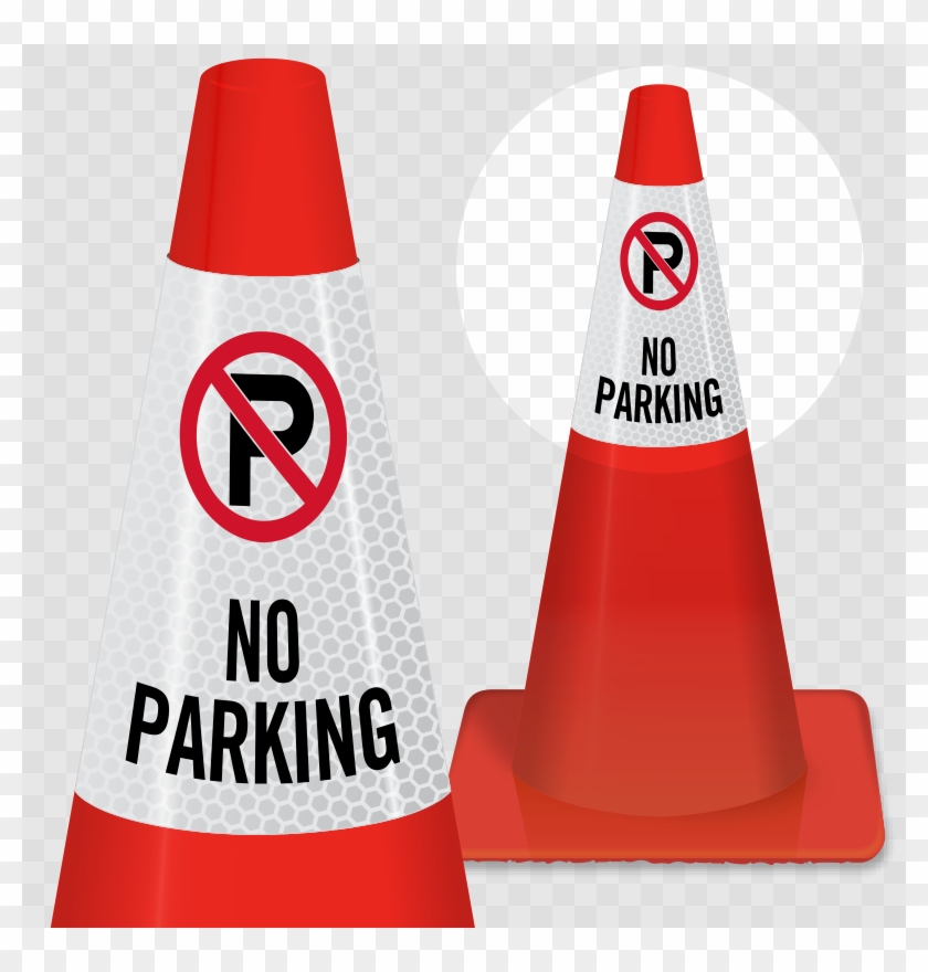 No Parking On Sidewalk Signs - No Parking Cone Signs Clipart