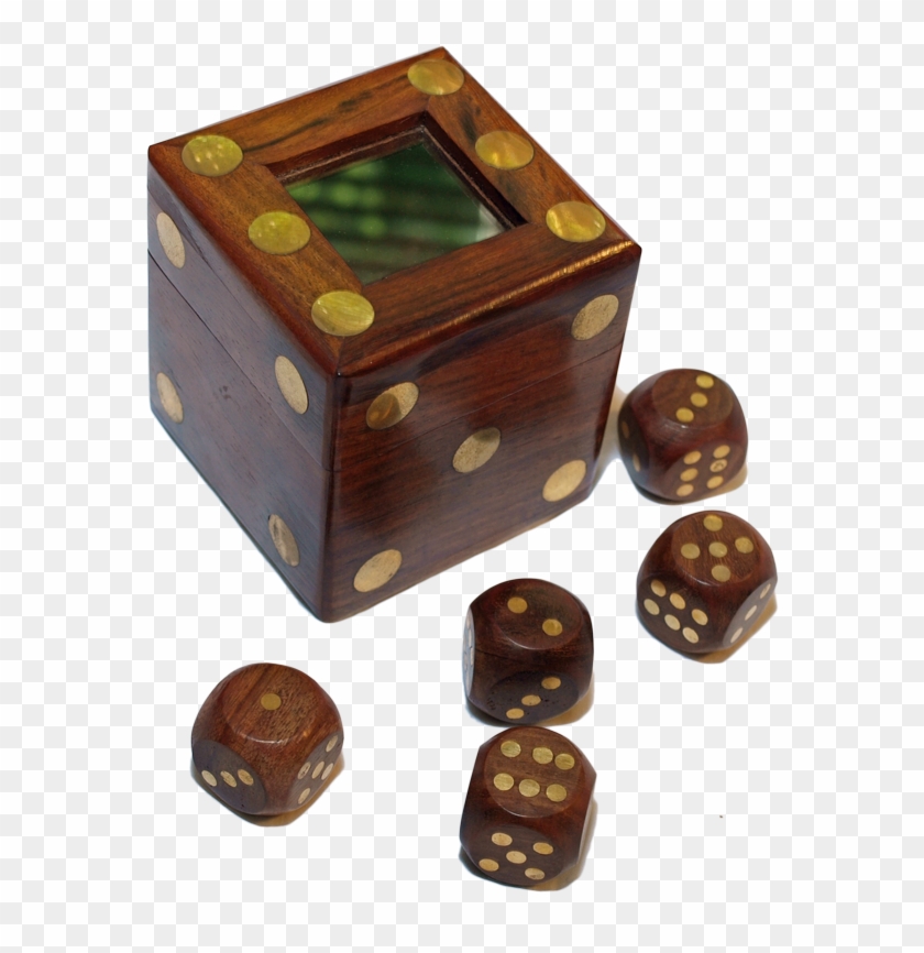 Classic Rosewood Dice Set In Dice Box - Dice Game Clipart