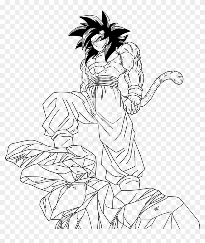 28 Collection Of Drawing Of Goku Ssj4 - Goku Ssj4 Black And White Clipart #4282594