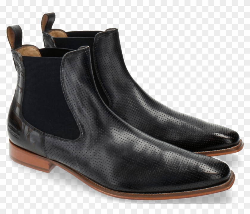 Ankle Boots Oswald 5 Perfo Folk Laser Cut Navy Elastic - Chelsea Boot Clipart