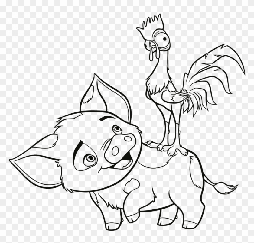 Printable Moanaloring Sheets Stupendous Freelouring - Pua And Hei Hei Coloring Page Clipart