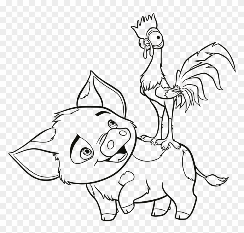 Printable Moanaloring Sheets Stupendous Freelouring - Pua And Hei Hei Coloring Page Clipart #4284977