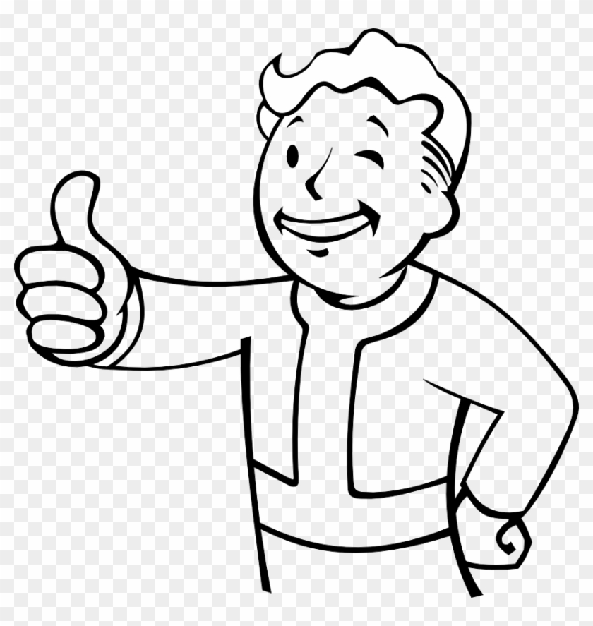 Vault Boy Thumbs Up Black And White Clipart
