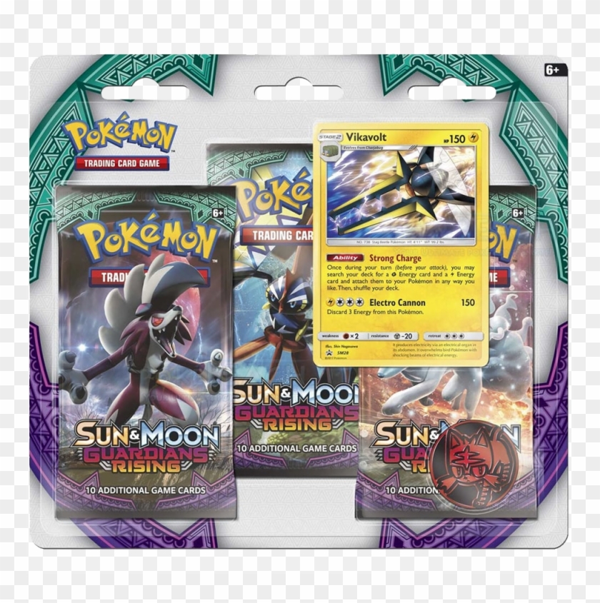 Pokemon Sun & Moon 2 Guardians Rising Vikavolt 3 Pack - Pokemon Guardians Rising Blister Clipart