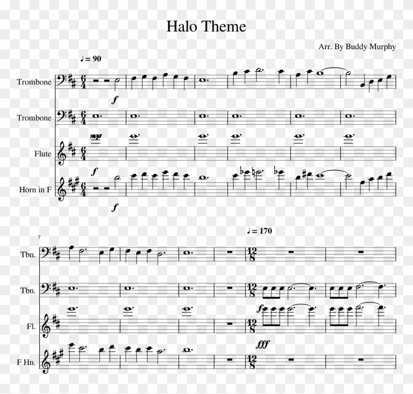 Halo Theme Sheet Music Composed By Arr - Sheet Music Clipart #4292351