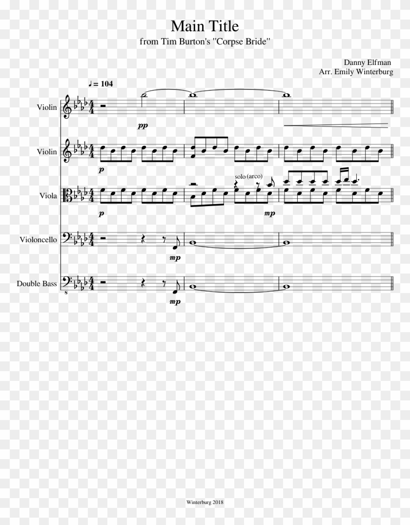 Main Title From Corpse Bride For String Orchestra - Sheet Music Clipart #4292719