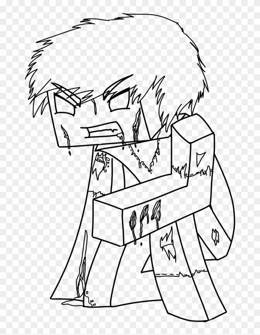 Minecraft Drawing Black And White - Herobrine Drawing Clipart
