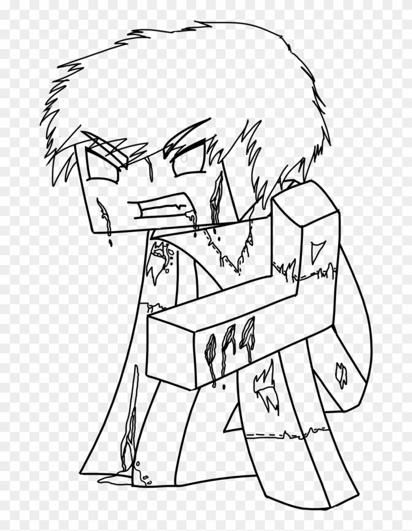 Minecraft Drawing Black And White - Herobrine Drawing Clipart #4293817