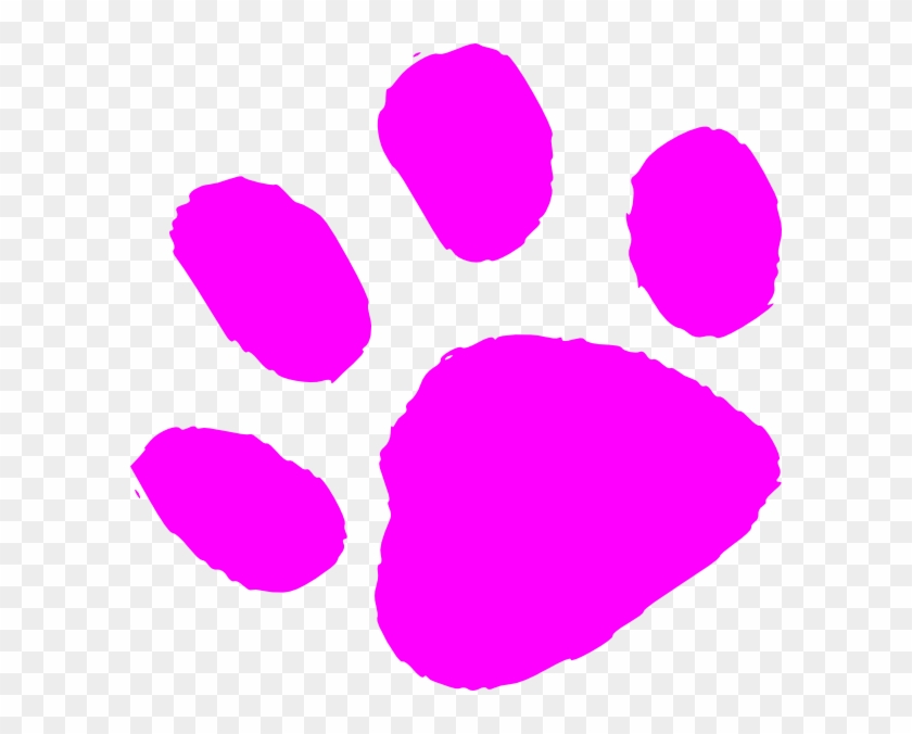 Pink Paw Print Clip Art At Clker - Dog Paw Print - Png Download