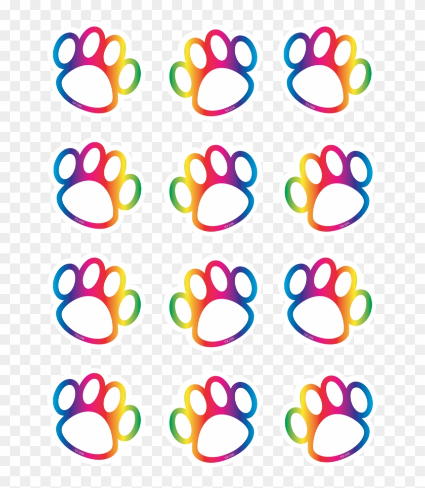 Tcr 5398 Rainbow Paw Print Mini Cutouts - Circle Clipart