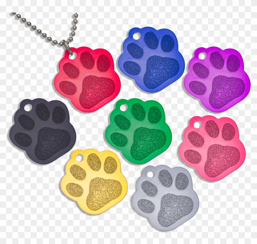 Large Paw Print Shaped Aluminum Necklace Id Tag - Locket Clipart