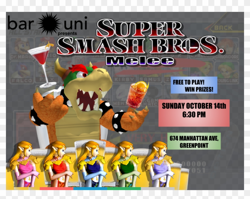 Super Smash Bros Night At Bar Uni - Cartoon Clipart