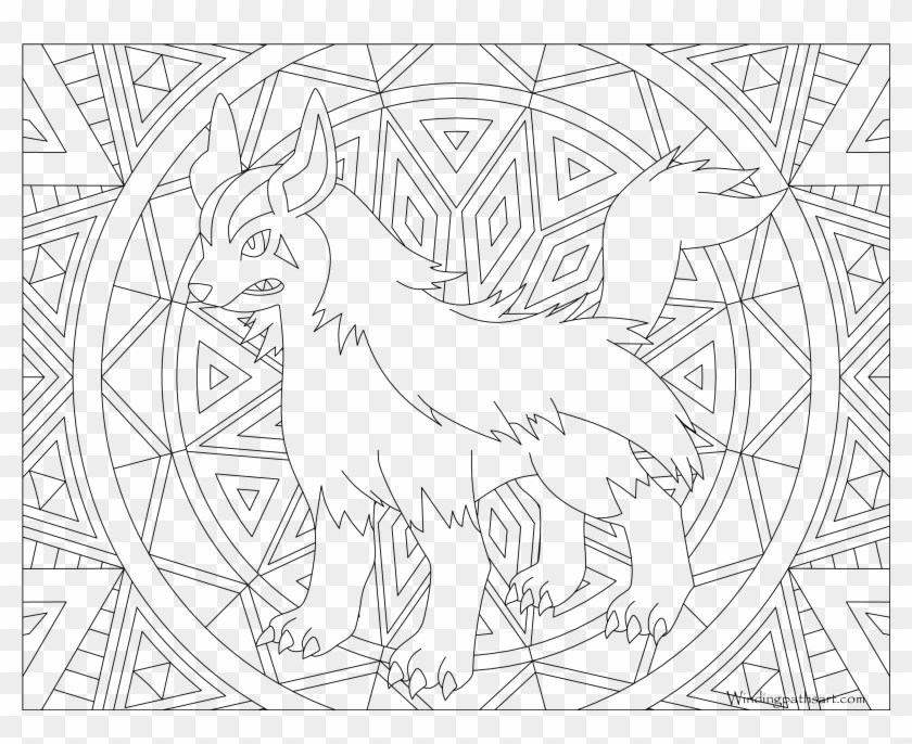 #262 Mightyena Pokemon Coloring Page - Pokèmon Mandala Clipart