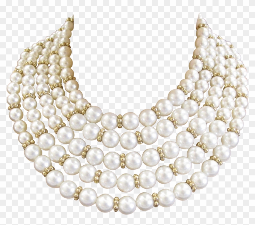 Marvella 5 Strand White Faux Pearl Necklace And Bracelet - Pearl Necklace Transparent Background Clipart #430881