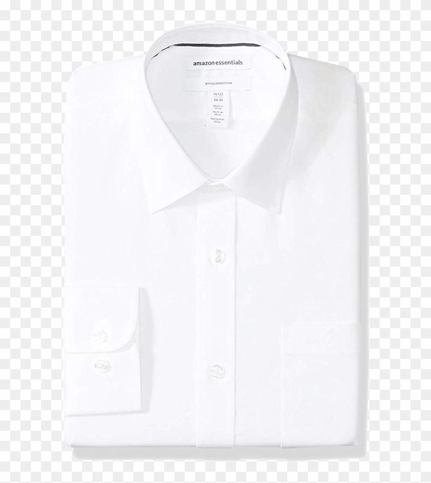 Slim Fit White Shirt By Amazon Essentials - Dress Shirt Clipart #432731