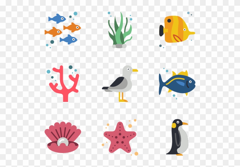 Sea Life - Ocean Icons Clipart