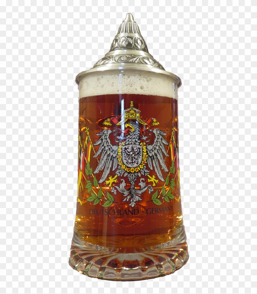 German Glass Beer Mug With Eagle & Lid Clipart