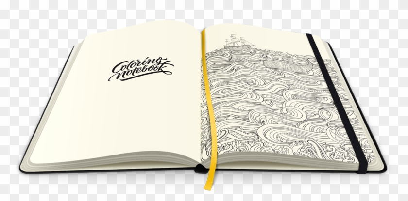 Paper Notebook With Coloring Pages For Adults Clipart