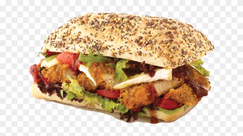 Southern Fried Chicken Ciabatta - Fast Food Clipart