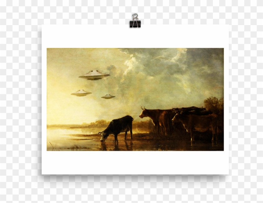 Saucers And Cattle - River Landscape With Cows Clipart #435908