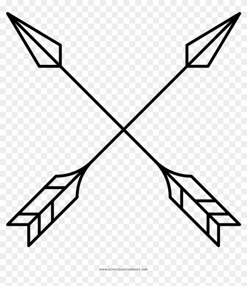 Cross Arrows Coloring Page - Crossed Arrows Clipart - Png Download