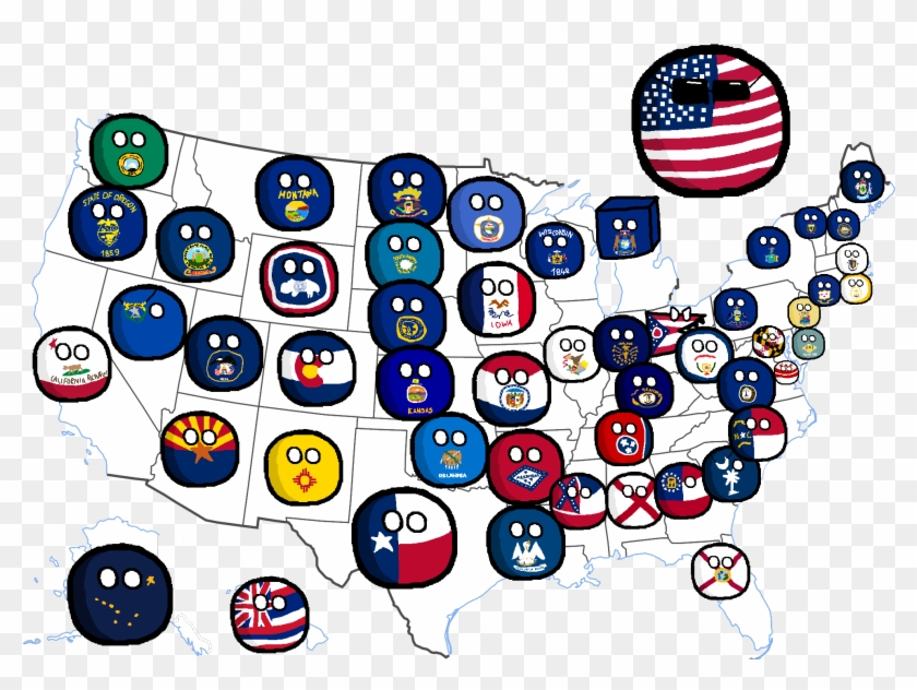 Usa-map - Usa Map With Countryballs Clipart