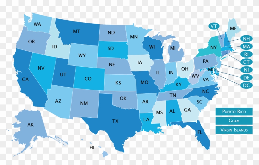 Us States In Short Form Clipart