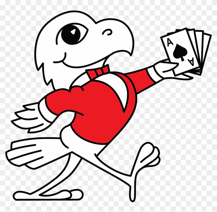 Hawk With Cards Red - Cartoon Clipart #438258