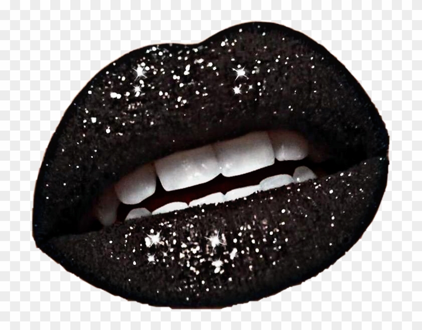 #lips #glitter #lipstick #sparkle #black #mouth #teeth - Black Glitter Lipstick Clipart #4301719