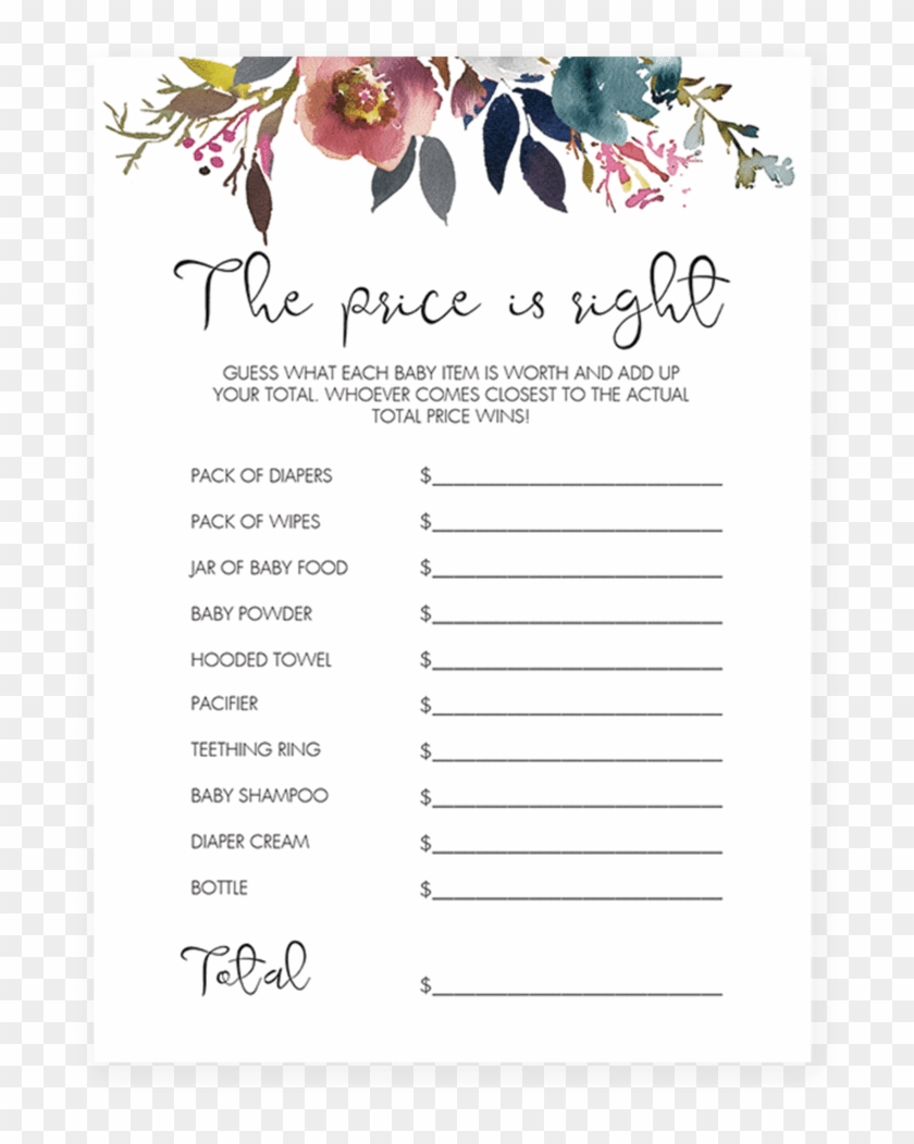 Baby Shower Price Is Right Printable 303961 Clipart #4302977