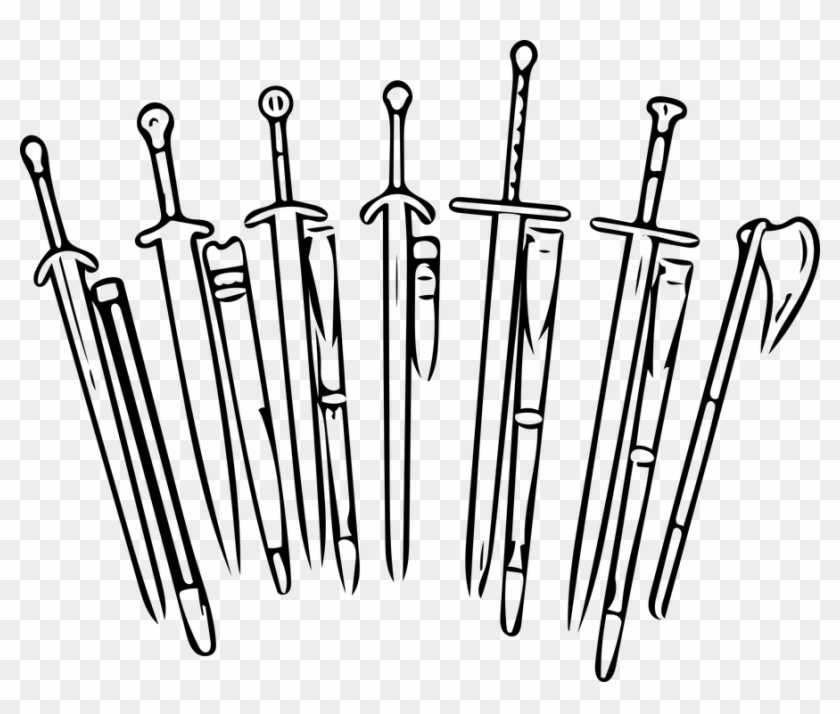 Espadas, Espada De Arte, Lucha, Comics, Tv, Maravilla - Line Art Clipart