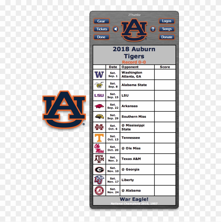 Get Your 2018 Auburn Tigers Football Schedule Dashboard - Osu Ohio State Football Schedule 2018 Printable Clipart #4313819