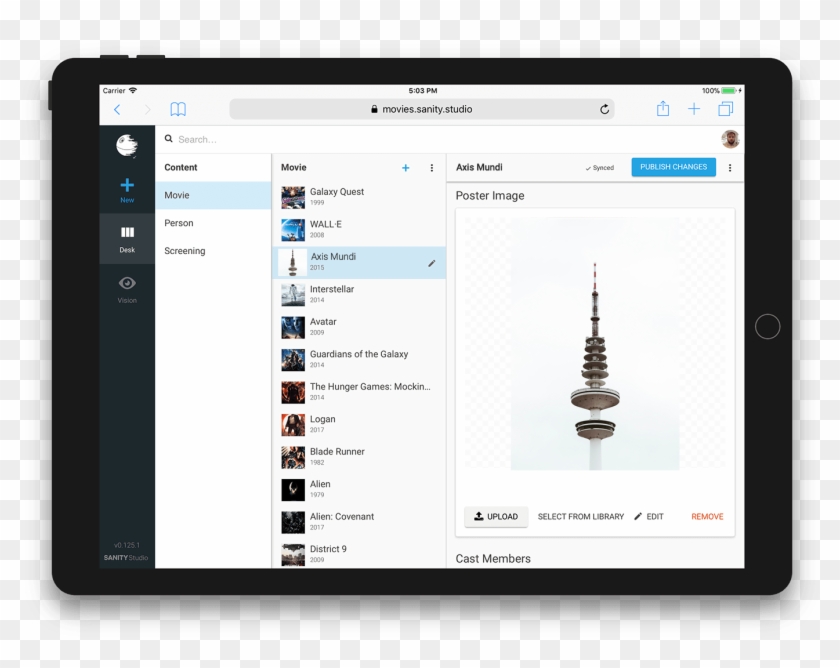 Sanity Content Studio Running On A Tablet - Nodejs Cms Clipart
