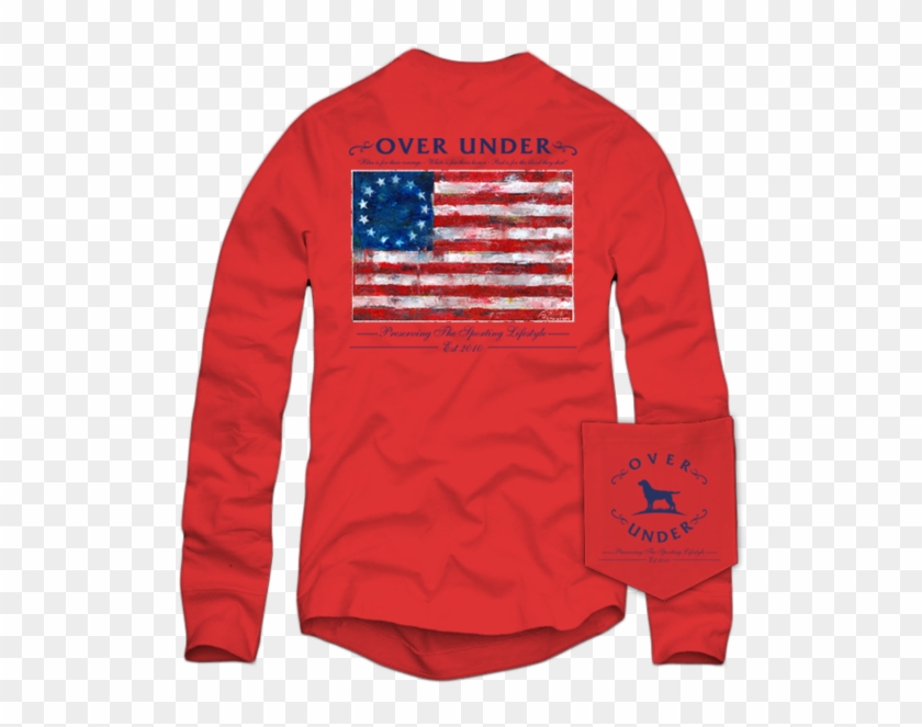 L/s Youth Colonial Flag Regatta Red T Shirt - T-shirt Clipart