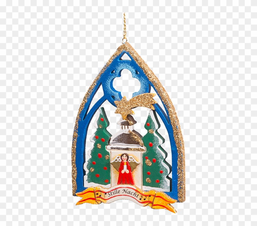 Silent Night Gothic Window Wood Ornament - Illustration Clipart