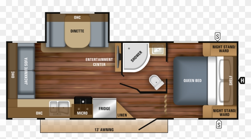 2018 Jay Feather 23rl Floorplan - 2018 Jayco Jay Feather 23rl Clipart #4318459