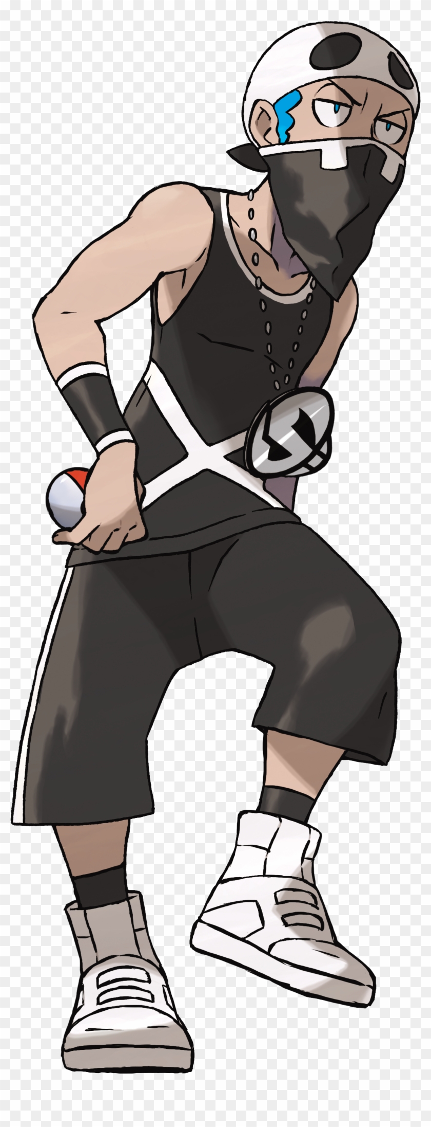 The Team Skull Grunts Wear Matching Black Skull Tanks - Pokemon Sun And Moon Grunts Clipart