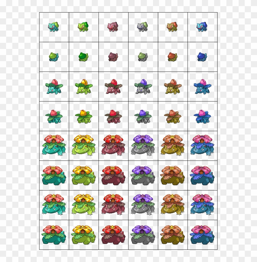 Pokemon Recolors The First 151 Pokemons' Families Sprites Clipart #4323446