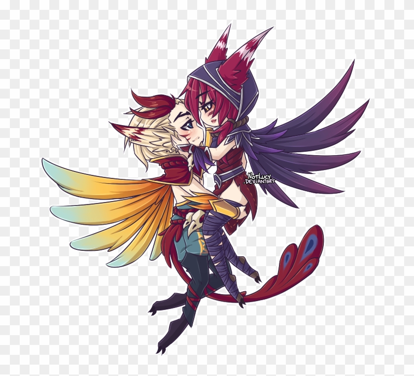Got Commissioned To Draw The Cutest Lol Couple~♥ - Xayah And Rakan Chibi Clipart