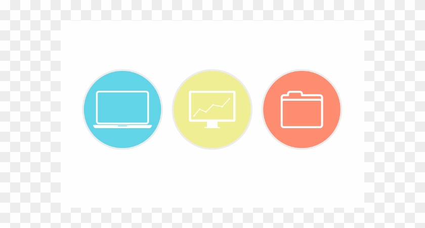 Laptop Monitor Folder Icons Vector - Circle Clipart