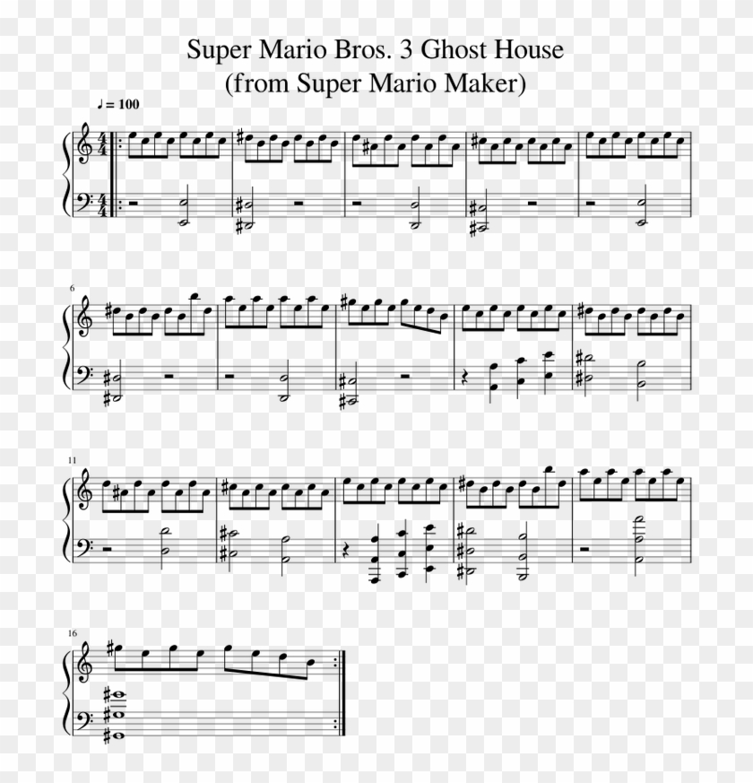 Super Mario Bros - Narcotic Piano Sheet Clipart #4325939