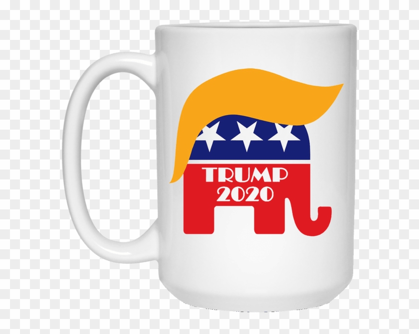White Mug Re-elect President Trump 2020 Gop Elephant - Donald Trumps Hair Clip Art - Png Download