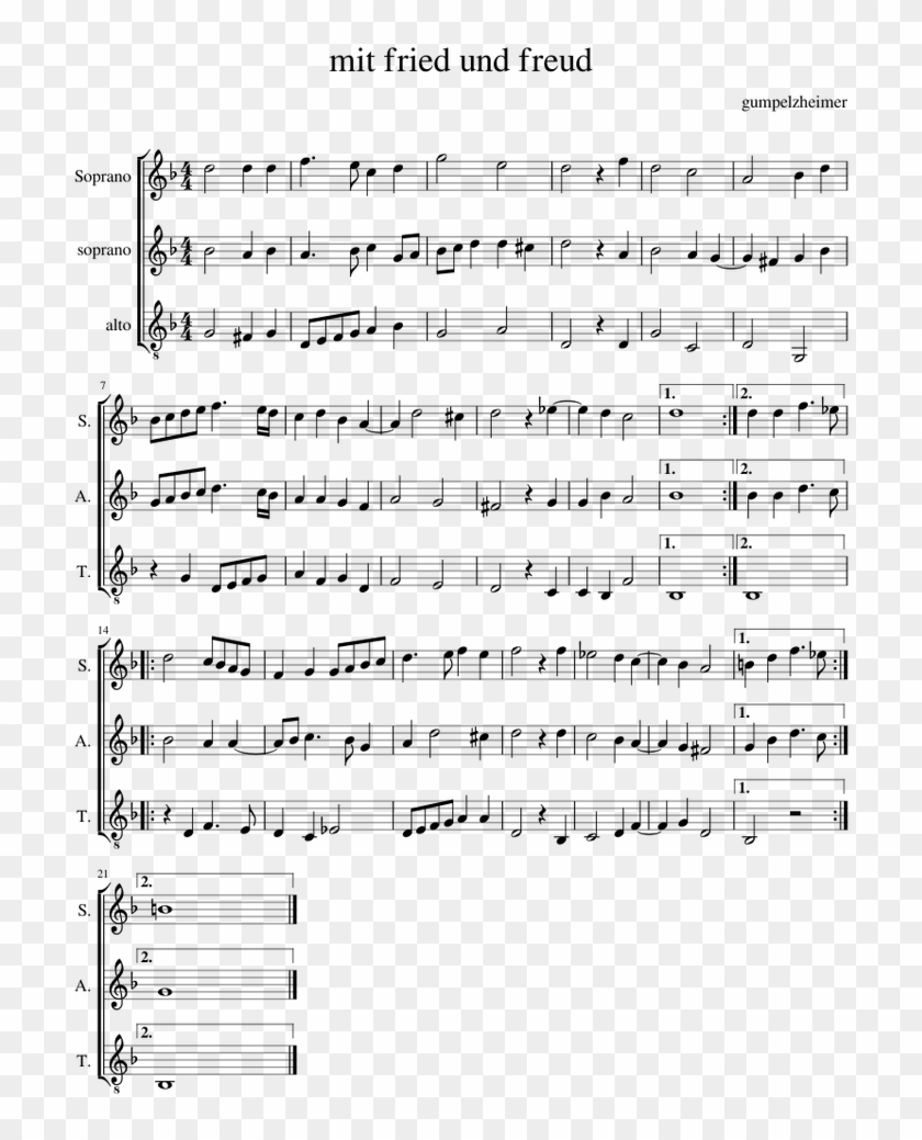 Mit Fried Und Freud Alt Piano Tutorial - Sheet Music Clipart #4327133