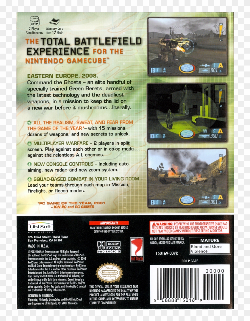 Tom Clancy's Ghost Recon Back - Gamecube Clipart #4331681