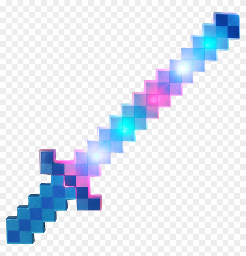 Fun Central 1 Pc 24 Inch Light Up Blue Pixel Sword - Minecraft Green Sword Png Clipart #4331945