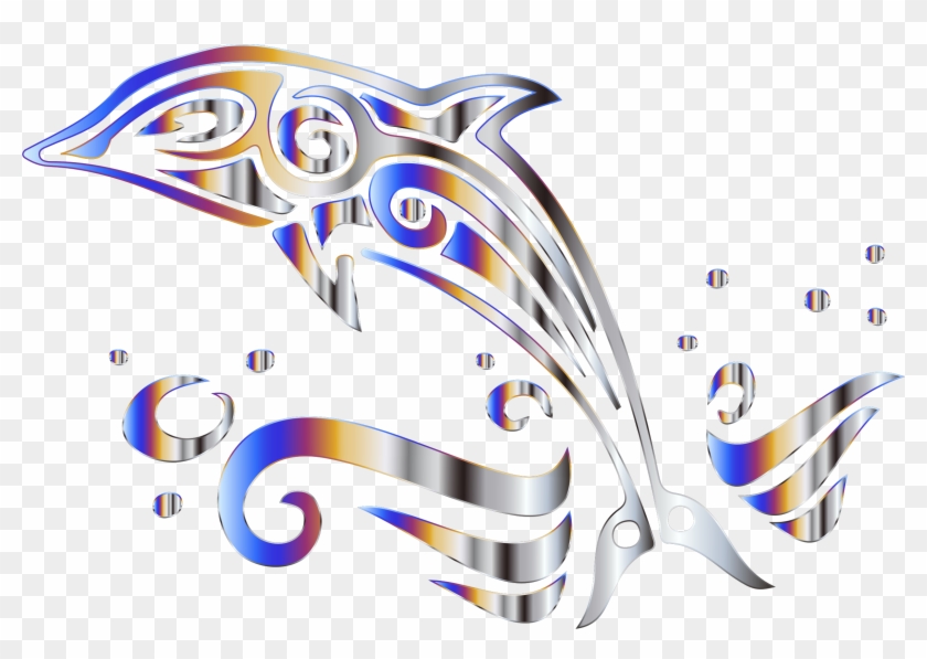 This Free Icons Png Design Of Chromatic Tribal Dolphin - Chromatic Tribal Dolphin No Background Clipart #4332088