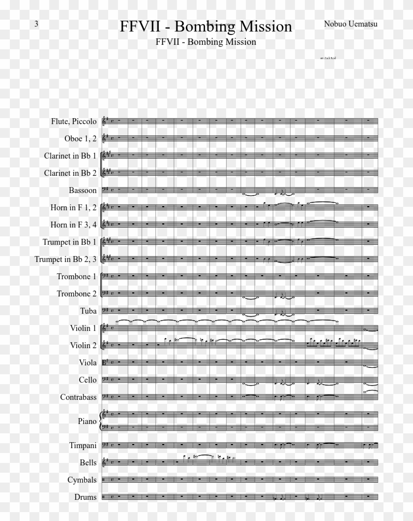 Bombing Mission Sheet Music Composed By Nobuo Uematsu - Ff7 Bombing Mission Flute Clipart #4333111